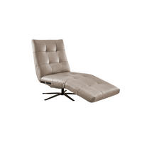 RELAXLIEGE LETICIA Grau Leder - Schwarz/Grau, Leder/Metall (82/115/156cm) - KAWOLA