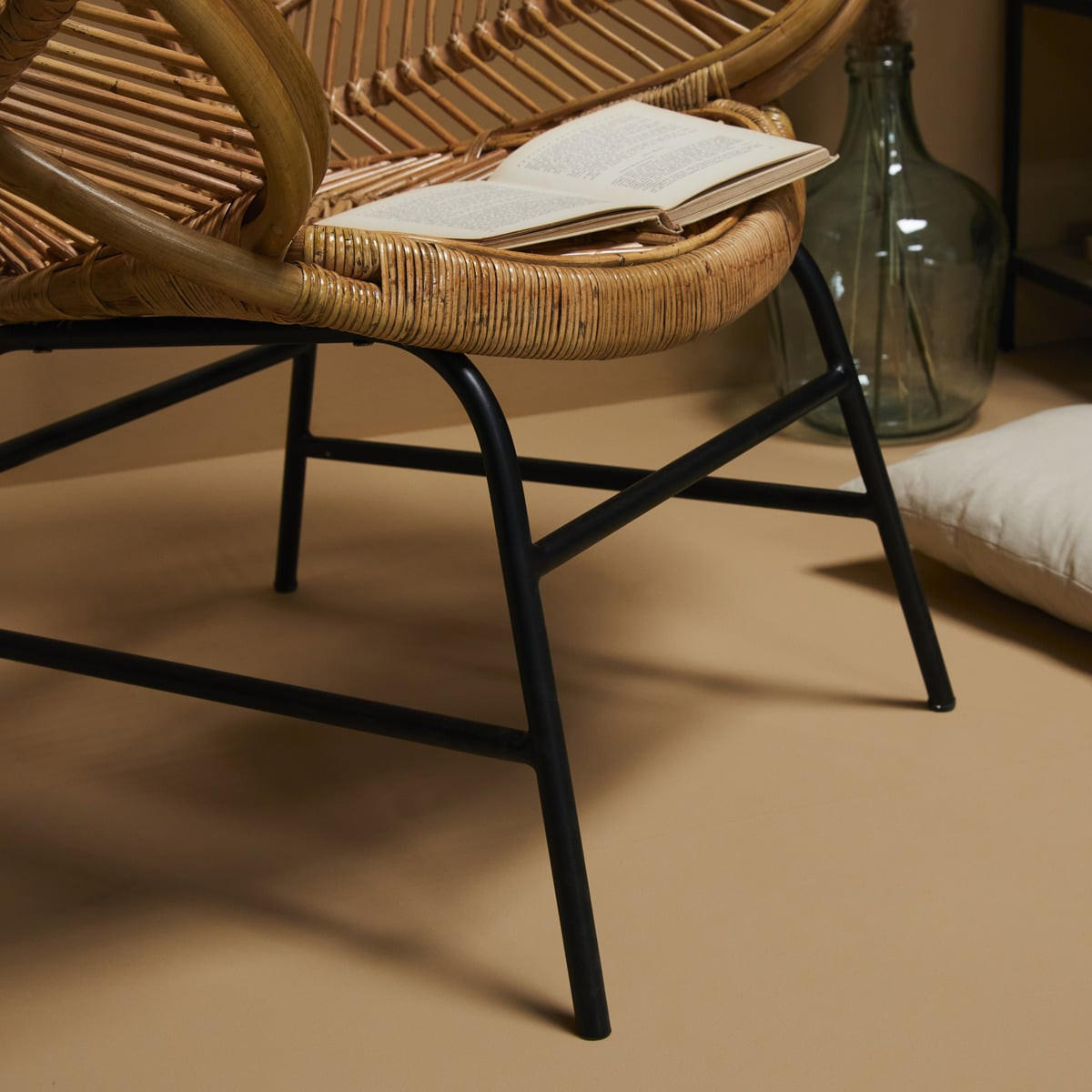 RATTANSESSEL H104 cm – FLEUR - Eichefarben, Textil (54/104/62cm) - Signature