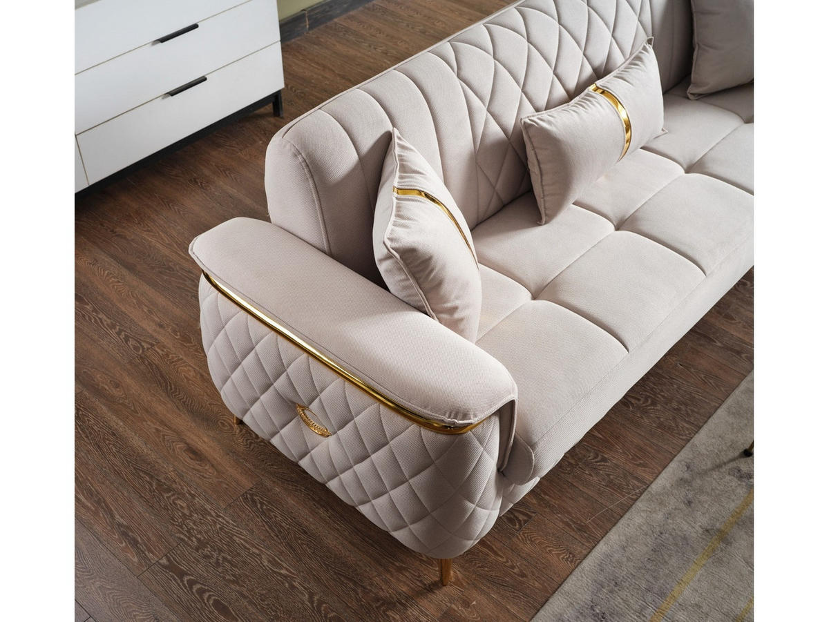 SITZGARNITUR Pasadena, Beige Stellvariante 3+1+1 - Beige, Holzwerkstoff/Kunststoff (240/90/98cm)