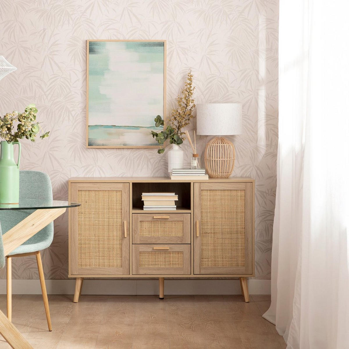 ANRICHTE NIEDRIGE Tahiti Natürlich 120 cm x 79 cm - Naturfarben, Holzwerkstoff (120/79/40cm) - Klast Home