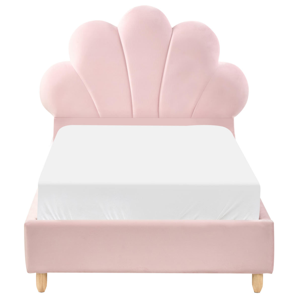 DĚTSKÁ POSTEL Mušle Sametová látka 90/200 cm Růžová Neulise - světle hnědá, textil (90/200cm) - Beliani