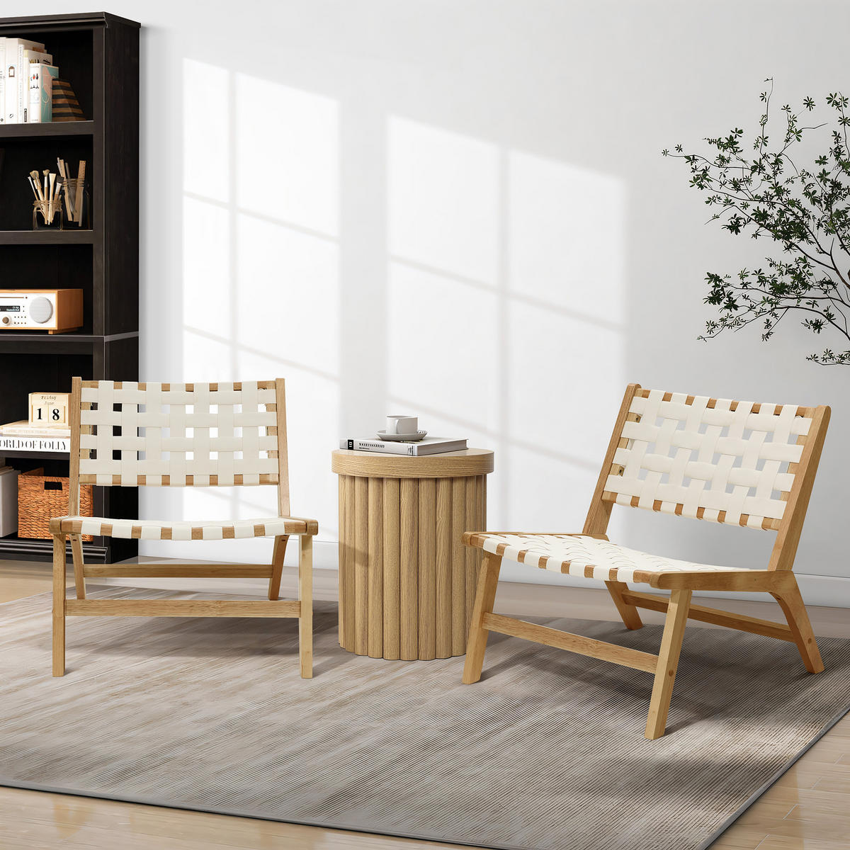 BEISTELLTISCH Modern mit zylindrischem Fuß, Holz | Ø40 x H50 cm - Eichefarben, Holz (40/40/50cm) - Hometopia