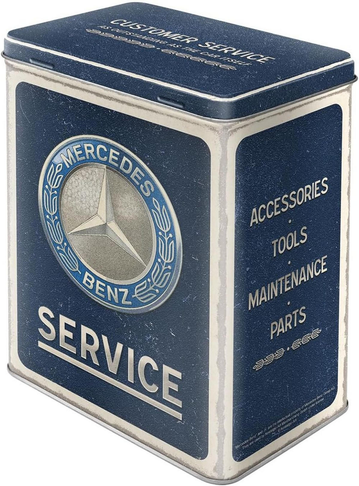 VORRATSDOSE L Mercedes-Benz Service Emblem Blue - Multicolor, Metall (14/20/10cm) - Nostalgic-Art
