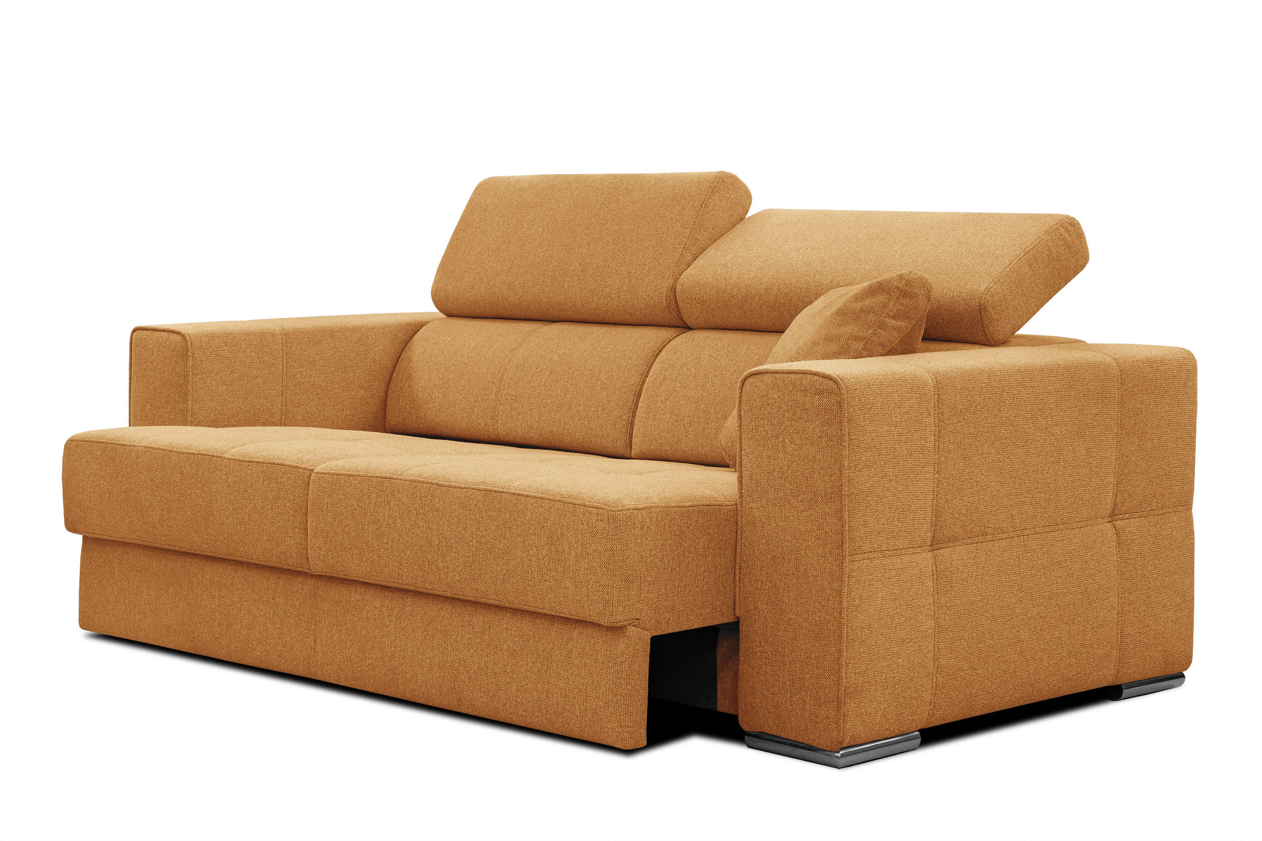 SOFA QUARTZ 3-Sitzer mit Ausziehsitz, orange - Orange, Holzwerkstoff/Textil (202/80/102cm) - Courtois Laville