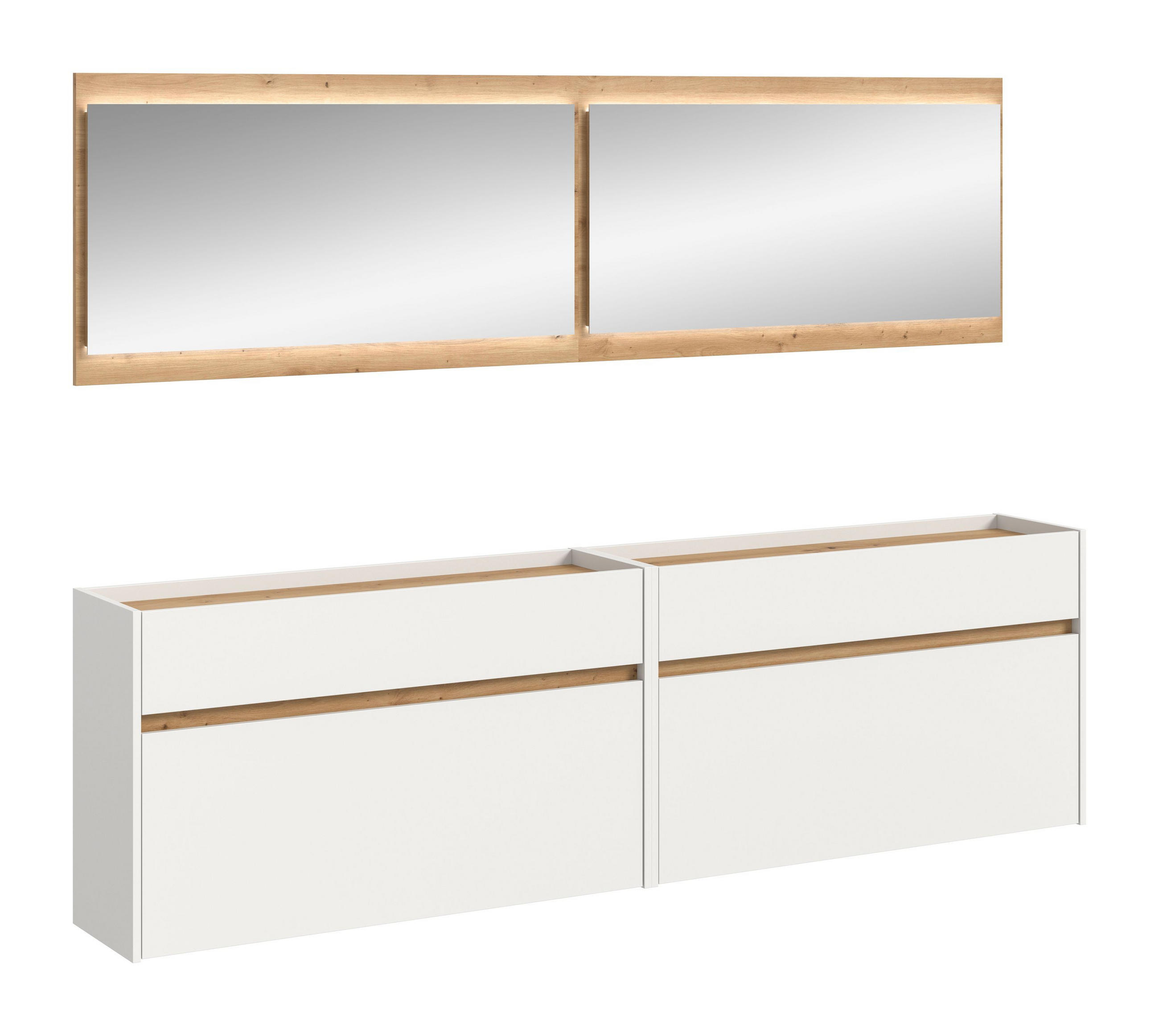 GARDEROBEN-SET inkl. Beleuchtung DRIVE (B/H/T: ca. 220/192/32 cm) in Weiß/weiß - Weiß, Holzwerkstoff (220/192/32cm)