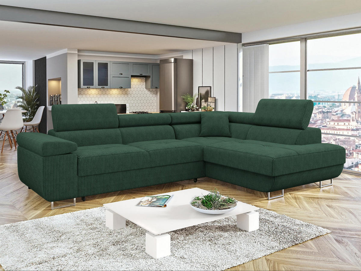 COLTAR Torezio Reiat, Dreapta - verde închis, material textil/lemn (203/274cm) - MIRJAN24