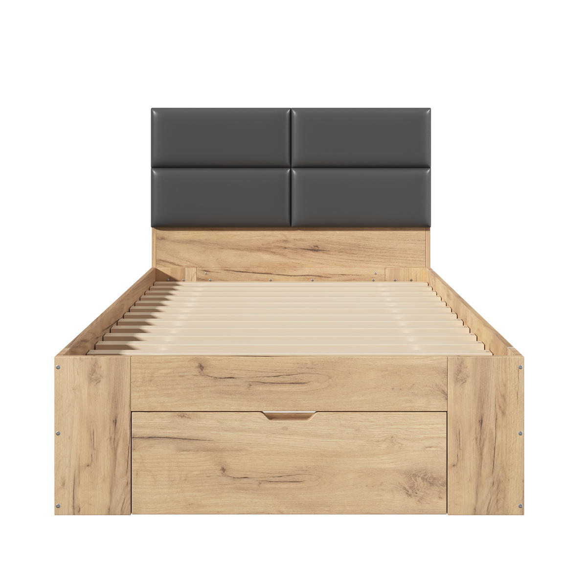 STAURAUMBETT 90/200 cm mit 2 Schubladen, DE-41824, in Naturfarbe - Naturfarben, Holzwerkstoff (90/200cm) - ComfortXL