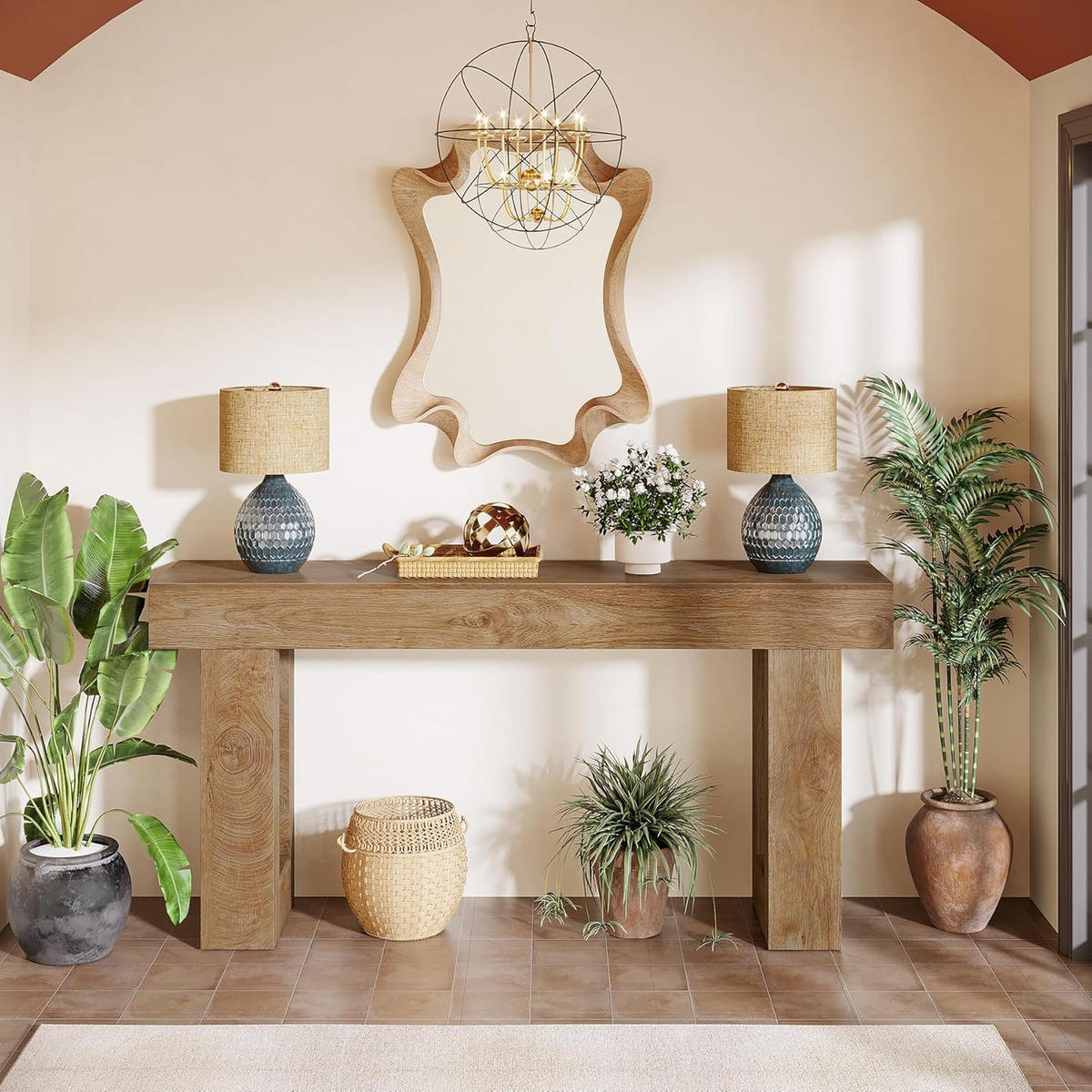 KONSOLENTISCH Holzoptik Natur 160×35 cm - Ahornfarben, Holzwerkstoff (35/160/76cm) - Quality Elegance