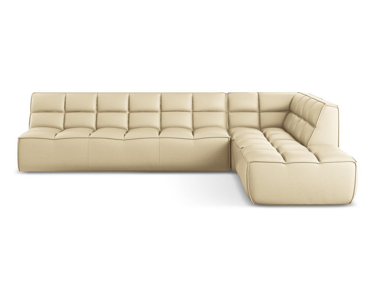 ECKSOFA Beidseitig Kunstleder Beige - Beige/Schwarz, Leder/Kunststoff (308/258cm) - Makamii