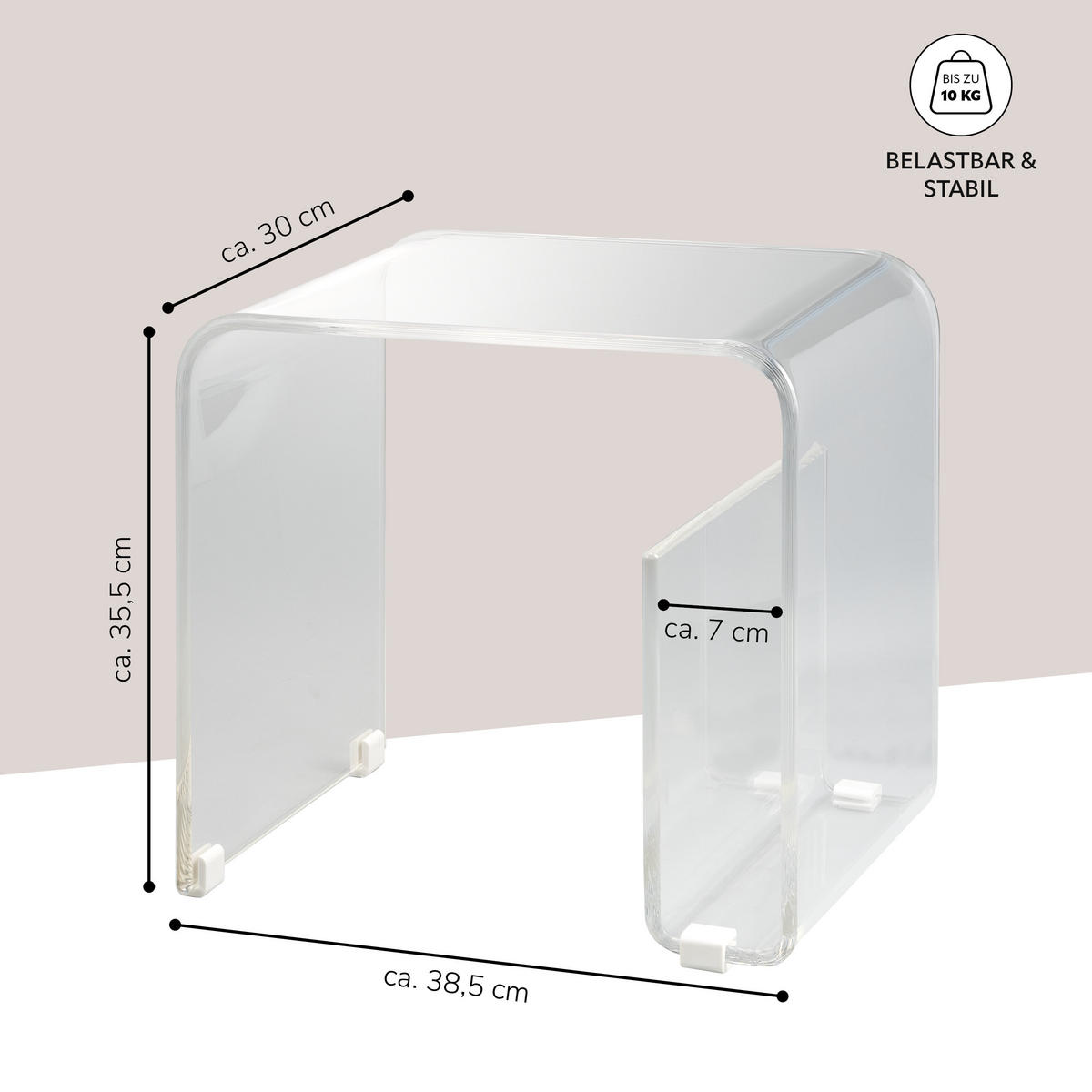 BEISTELLTISCH MIT MAGAZINHALTER Acryl transparent - Transparent, Kunststoff (30/38.5/35.5cm) - eluno