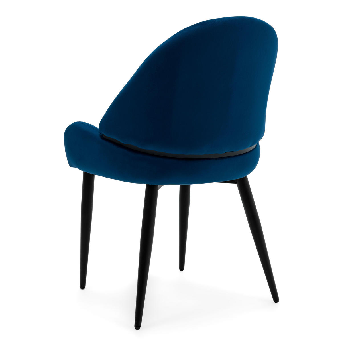 STUHL BERGAMO gepolsterter mit Steppung - dunkelblau - Samt Velour - Blau/Schwarz, Textil/Metall (56/91/61cm) - NEW HOME