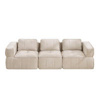 SOFA 271/93/67 cm in Beige, modular, aus Polyester mit rutschfestem Standfuß - Beige, Kunststoff (93/67/271cm) - Flora Grace