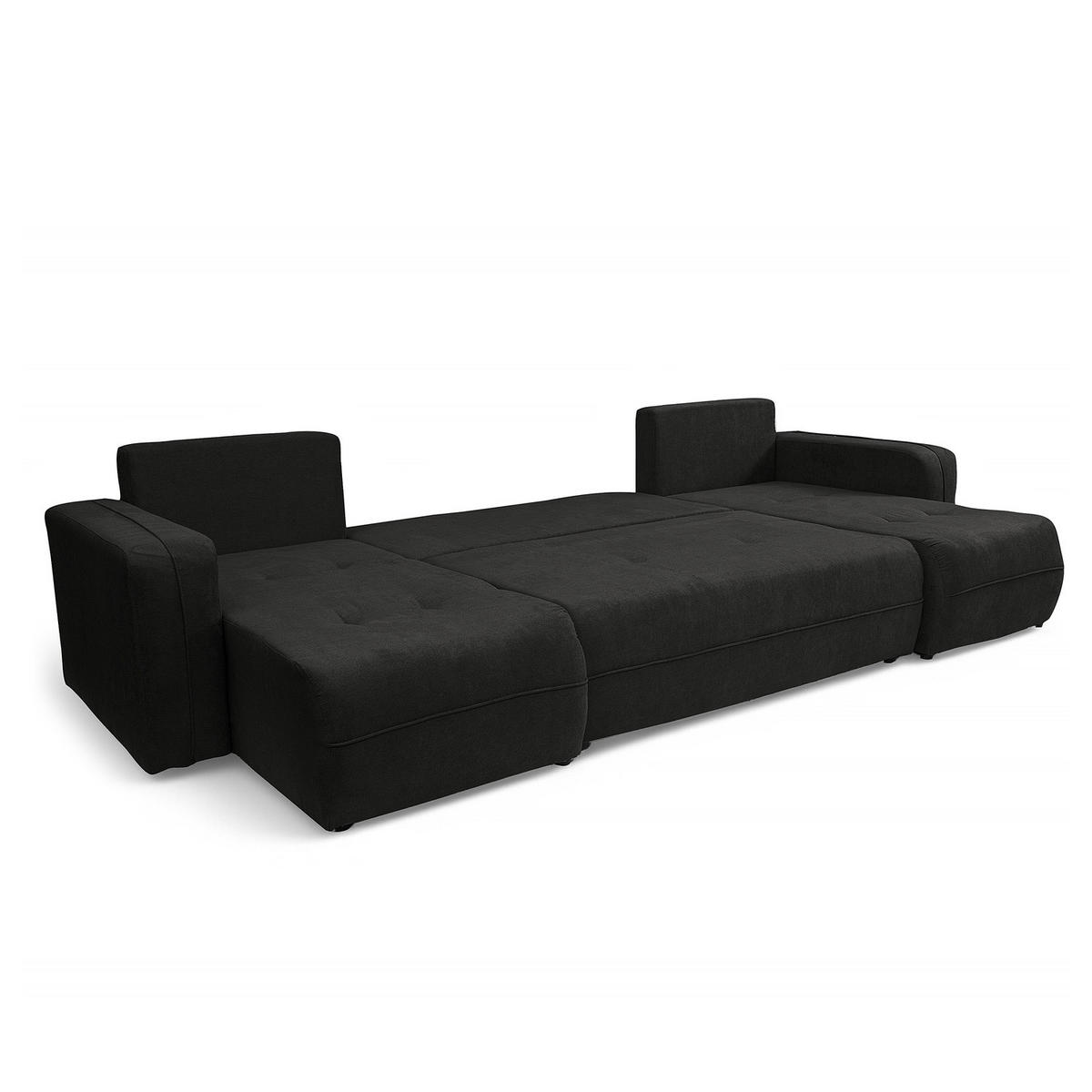 WOHNLANDSCHAFT - Anthrazit/Schwarz, Kunststoff/Textil (312/82/145cm) - home24