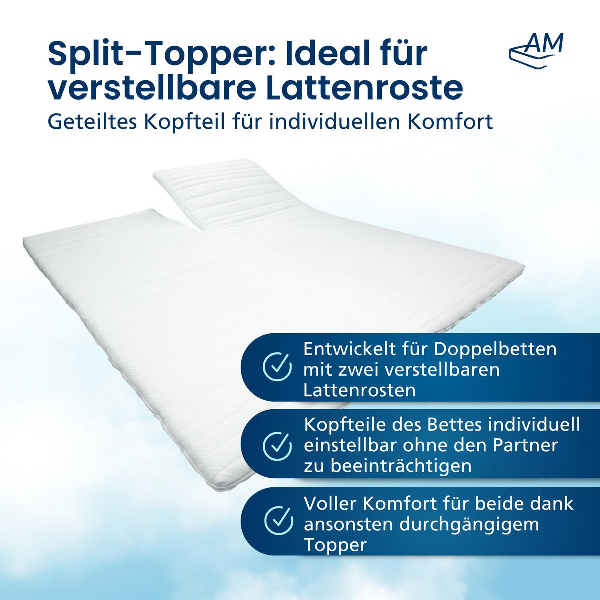 SPLIT TOPPER Komfort 180/200 cm - 6cm Höhe - Weiß, Textil (180/200cm) - AM Qualitätsmatratzen