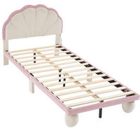 POLSTERBETT 90/200 cm Beige/Rosa aus Samt mit LED-Lichtstreifen - Weiß, Textil (90/200cm) - OKMYHOME