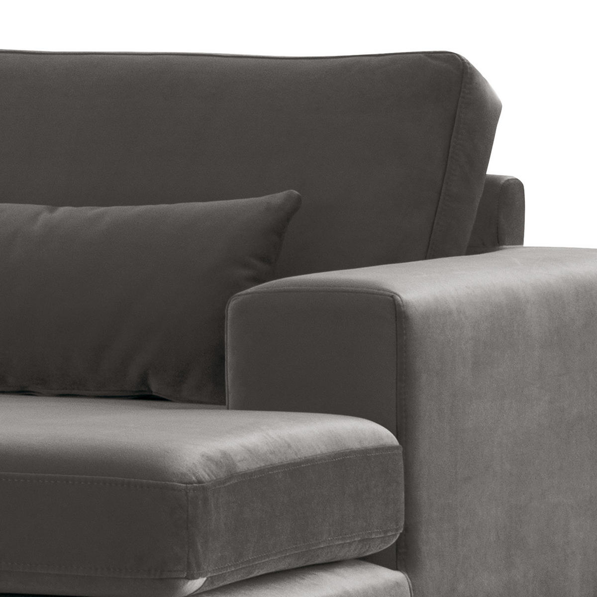 ECKSOFA mit Longchair - Eichefarben/Dunkelgrau, Eichenholz/Textil (281/153cm) - home24