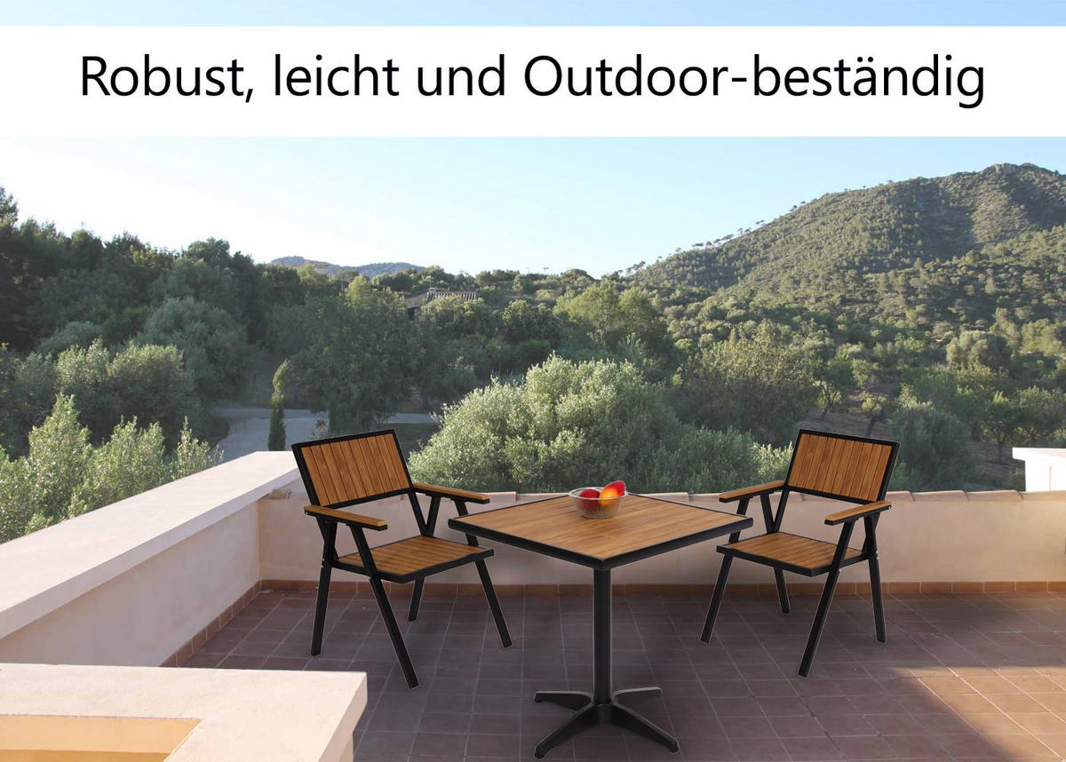 GARTENTISCH Schwarz, Braun - Schwarz/Braun, Metall (70/70/74cm) - MCW