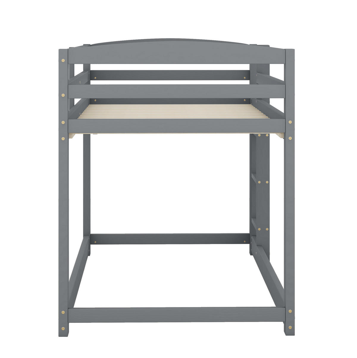 KATNI krevet od borovine 90x200 cm sivi niski profil, sa zaštitnom ogradom i uštedom prostora - siva, drvni materijal (90/200cm) - Modfu