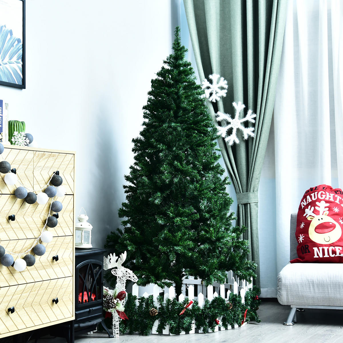 WEIHNACHTSBAUM 1000 Äste Tannenbaum Christbaum Fichte PVC Grün - Grün, Kunststoff (180cm) - HOMCOM