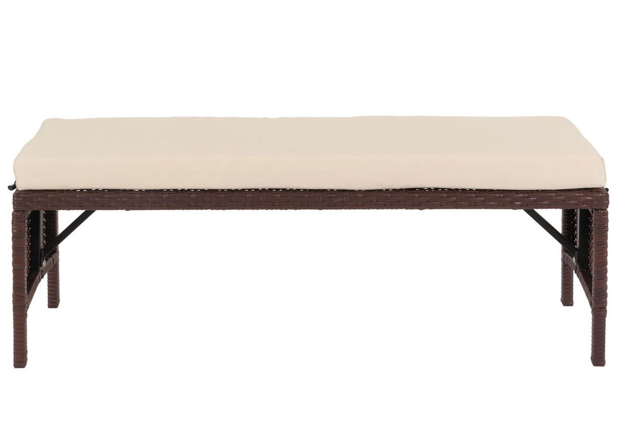 SITZBANK Poly-Rattan 35x112x30cm Braun - Creme/Braun, Metall (112/35/30cm) - PROREGAL