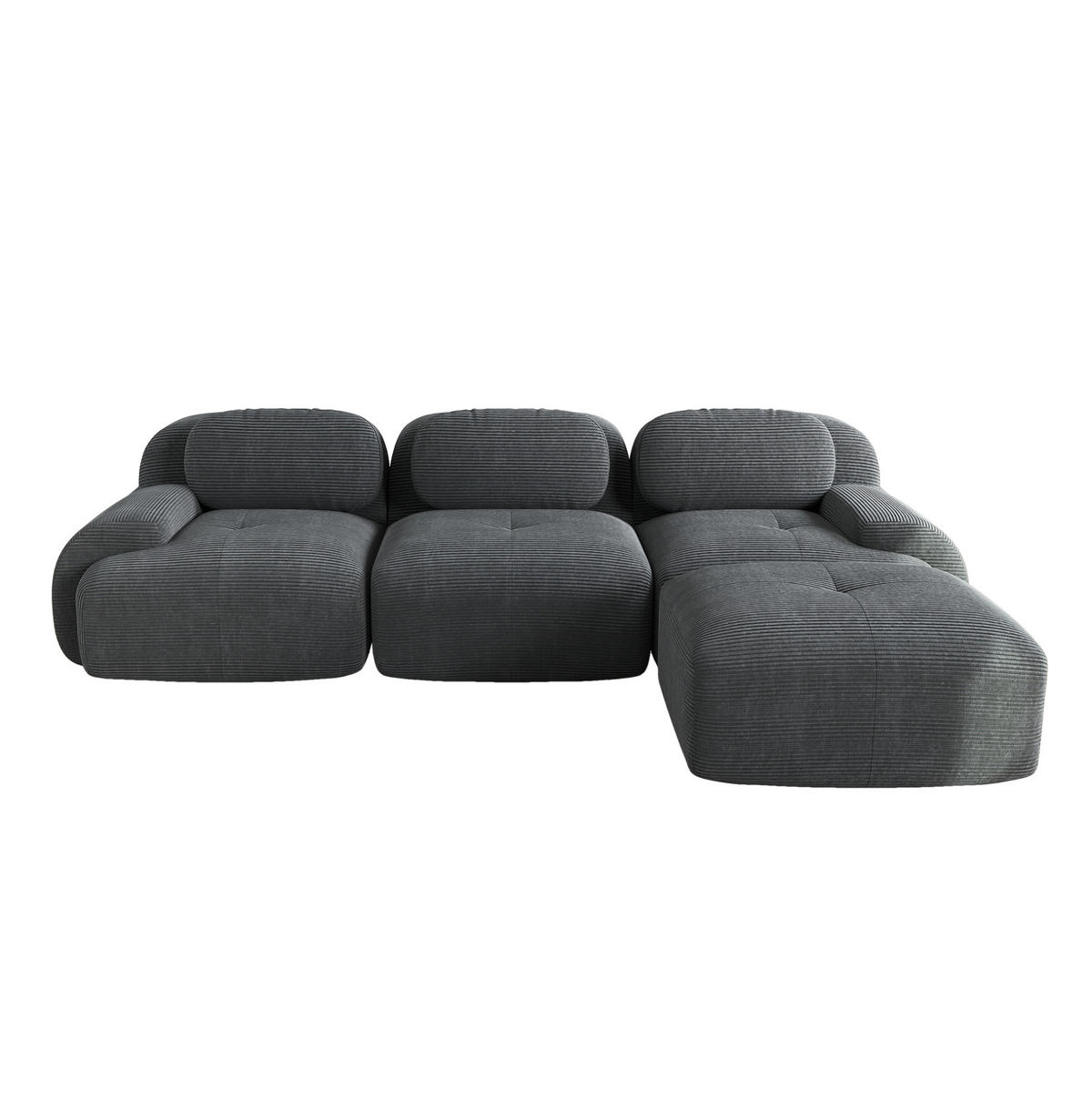 ECKSOFA modular rahmenlos Cord Grey - Grau, Kunststoff (178/298cm) - Meubliv