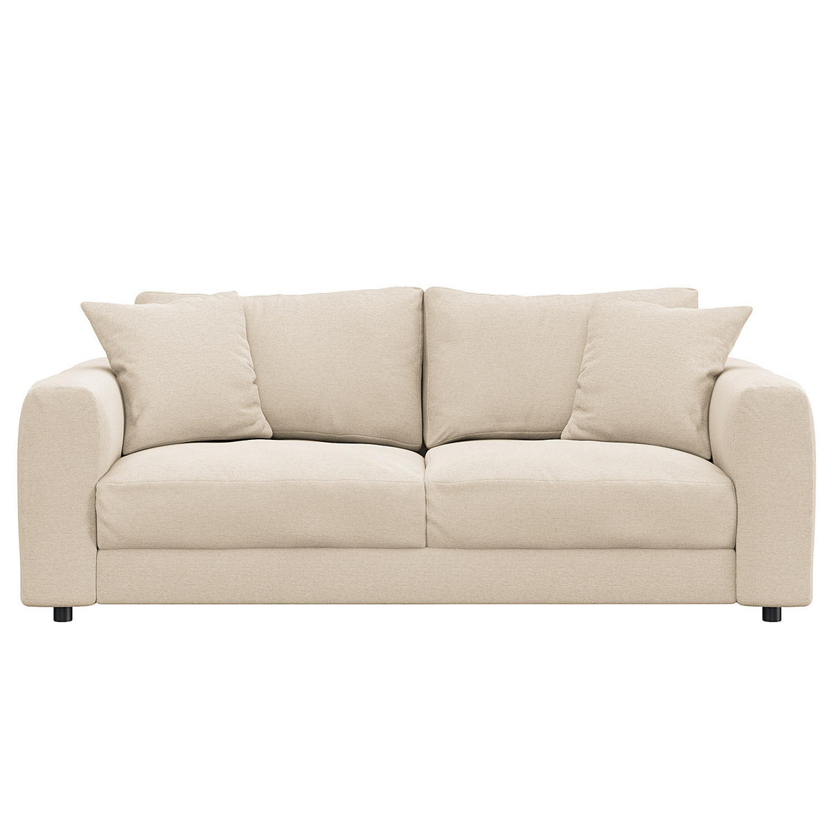 2,5-SITZER SOFA - Beige/Schwarz, Holz/Kunststoff (182/79/106cm) - home24