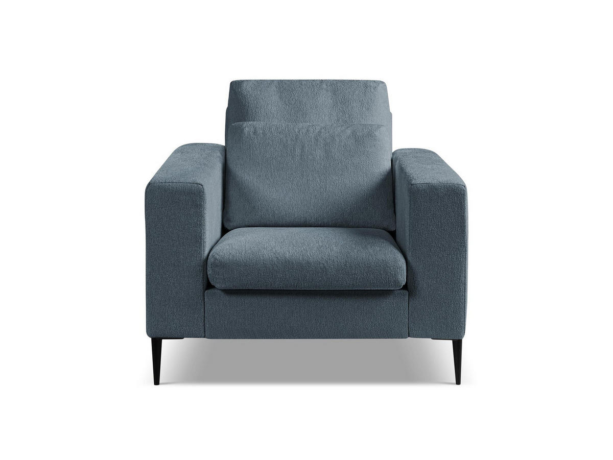 SESSEL Chenille Stoff Blau - Blau/Schwarz, Holzwerkstoff/Textil (93/88/105cm) - Makamii