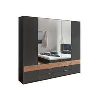 KLEIDERSCHRANK Gibraltar graphit / Eiche Artisan 225 / 58 / 208cm - Eichefarben/Graphitfarben, Holz/Holzwerkstoff (225/208/58cm) - Wimex