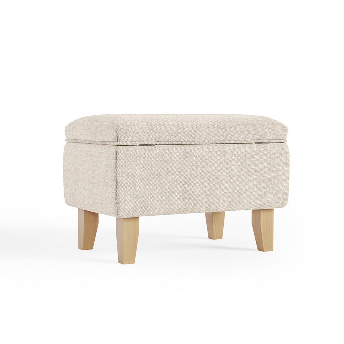 POLSTERHOCKER 49/33/35 cm Stauraum Holzbeine Leinen Beige - Beige/Naturfarben, Holz/Textil (49/35/33cm) - Livingandhome