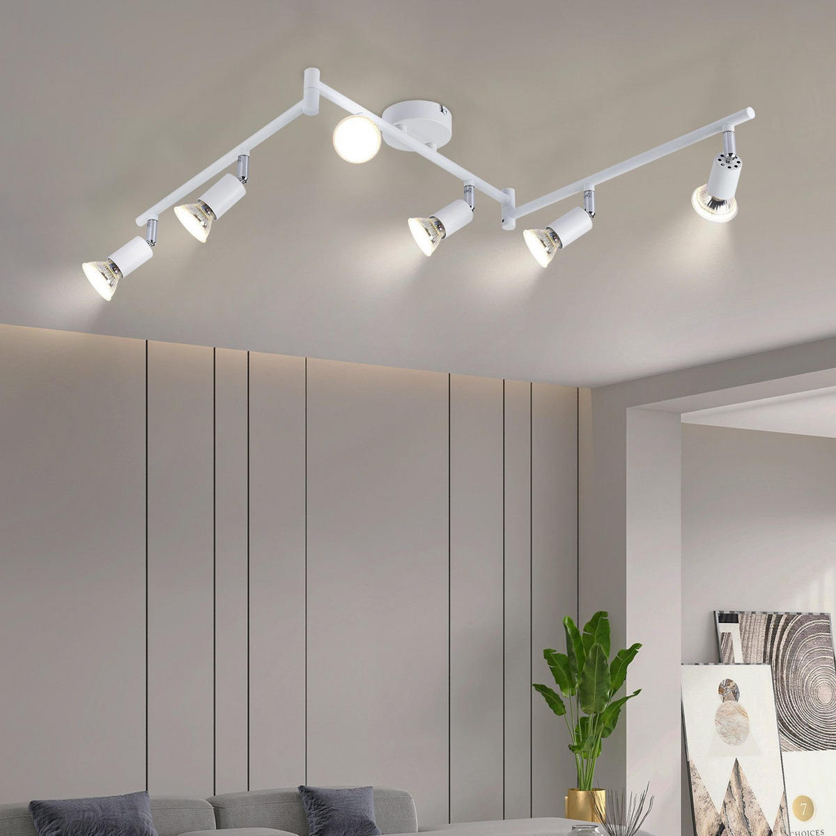 STRAHLER Flensburg 6-flammig 108/8/15.5 cm - Weiß, Metall (108/8/15.5cm) - Nettlife