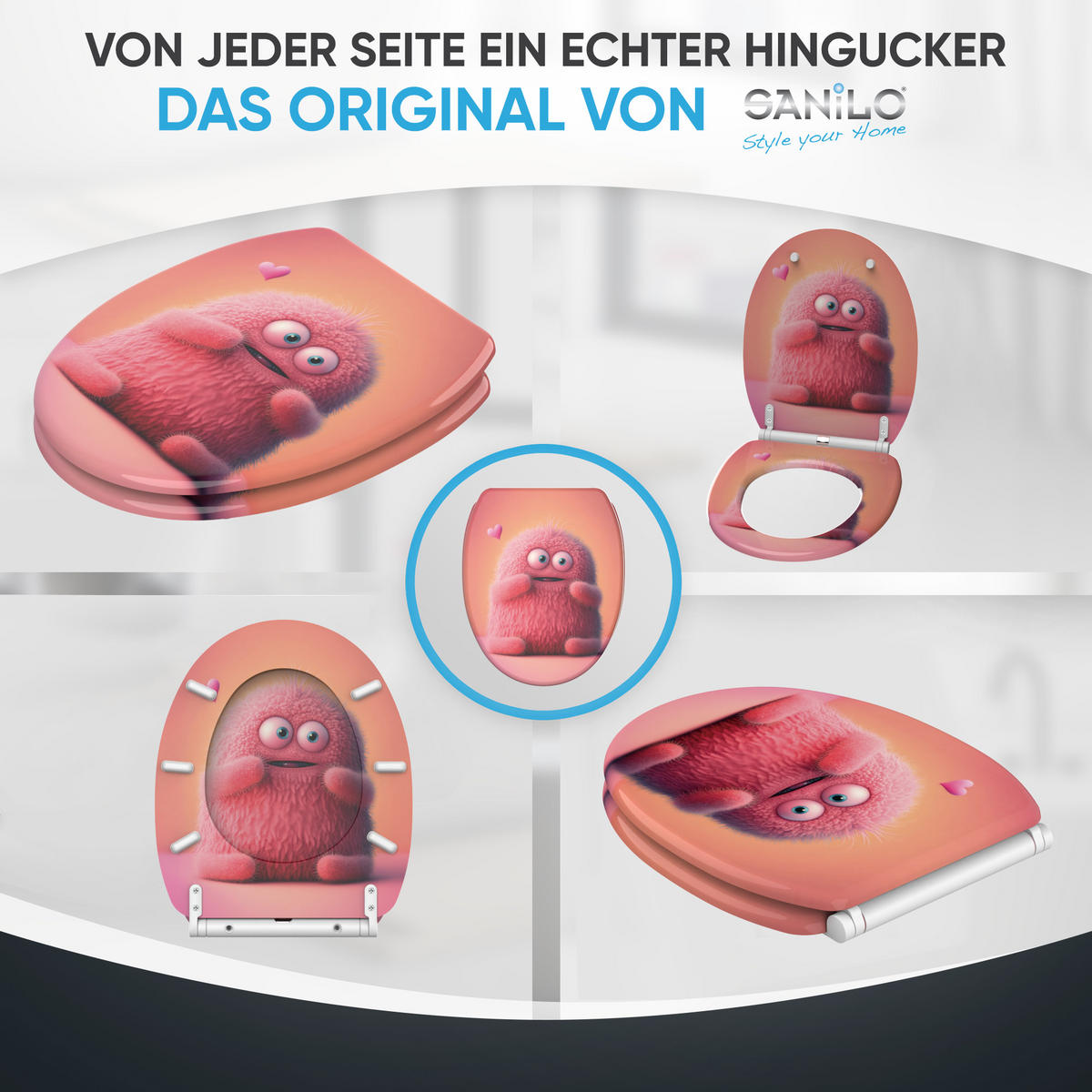 WC-SITZ mit Absenkautomatik & Top Fix Coco - Hellrosa, Holzwerkstoff (37.7/5.5/48cm) - Sanilo