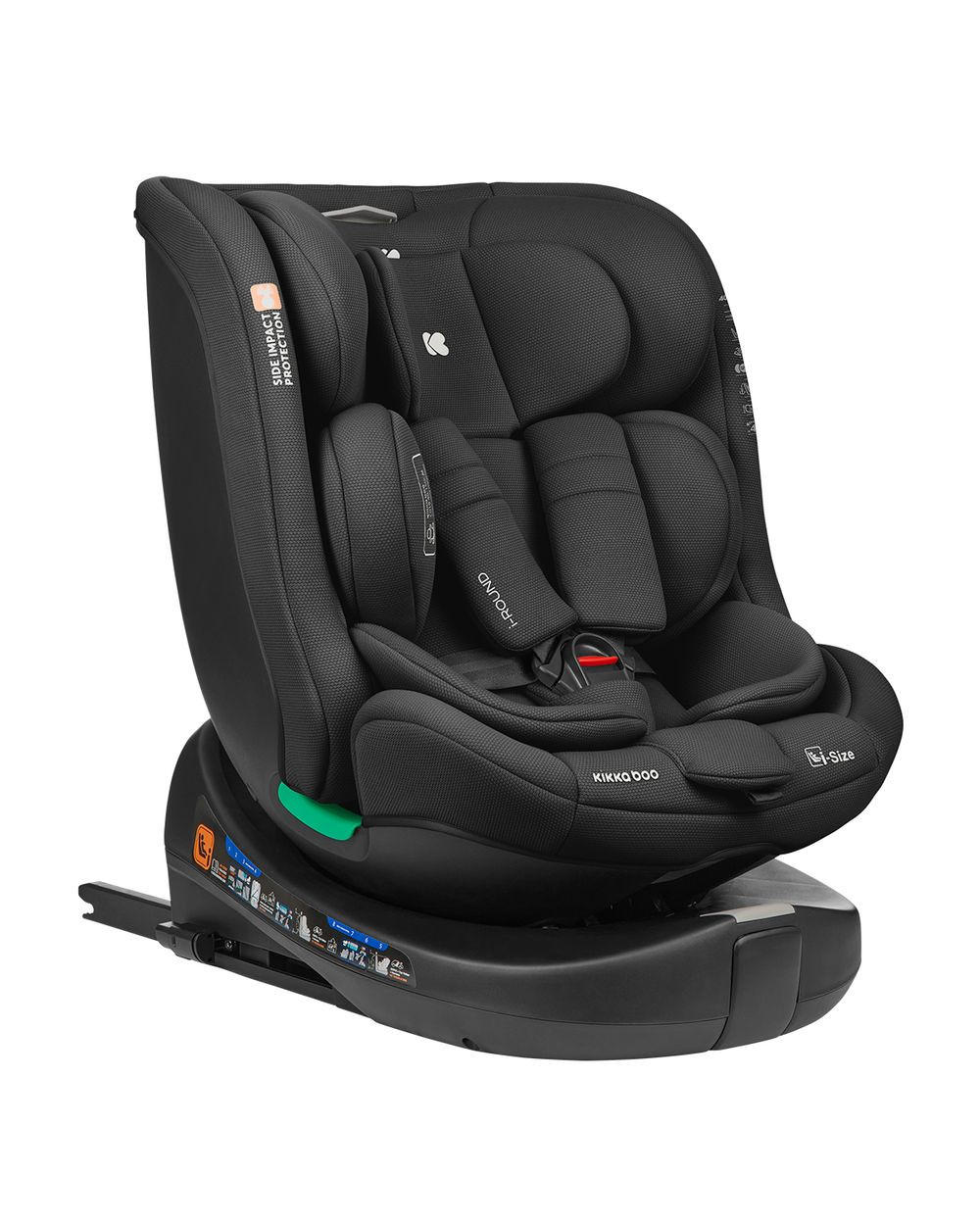 KINDERSITZ i-Round i-Size schwarz (40-150cm) Isofix, 360-Grad-Drehung, Gurt - Schwarz, Textil (45/60/51cm) - Kikka boo