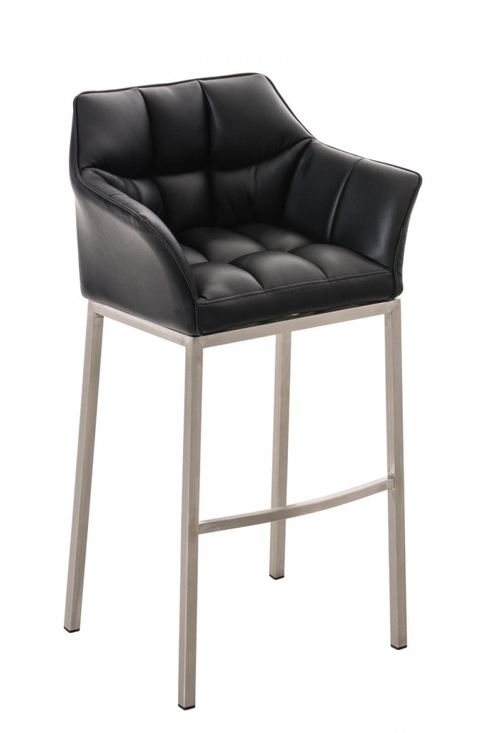 BARHOCKER Lederlook schwarz - Edelstahlfarben/Schwarz, Textil/Metall (64/110/48cm) - CLP