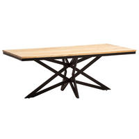 ESSZIMMERTISCH – Akazie Massivholz Metall 200x100x77 cm Sterngestell - Schwarz/Akaziefarben, Holz/Metall (100/200/77cm) - KADIMA DESIGN
