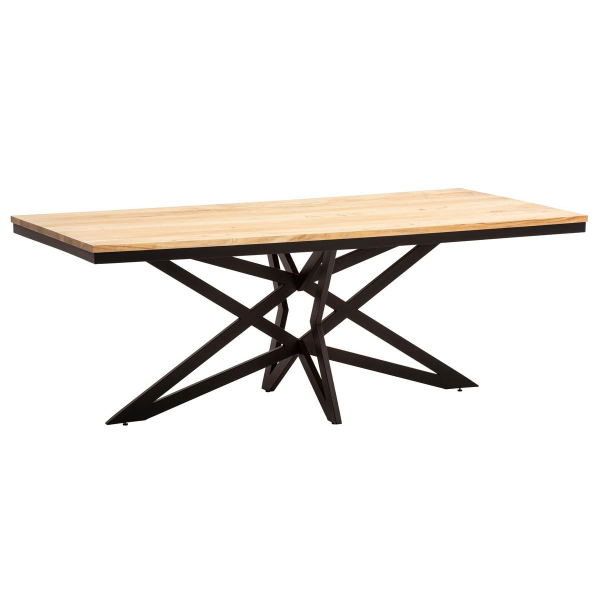 ESSZIMMERTISCH – Akazie Massivholz Metall 200x100x77 cm Sterngestell - Schwarz/Akaziefarben, Holz/Metall (100/200/77cm) - KADIMA DESIGN