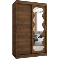 SCHIEBETÜRENSCHRANK mit Spiegel SPOTI 200/120/62 2-türig - Silberfarben/Walnussfarben, Holz (120/200/62cm) - MÖBEL KRYSPOL