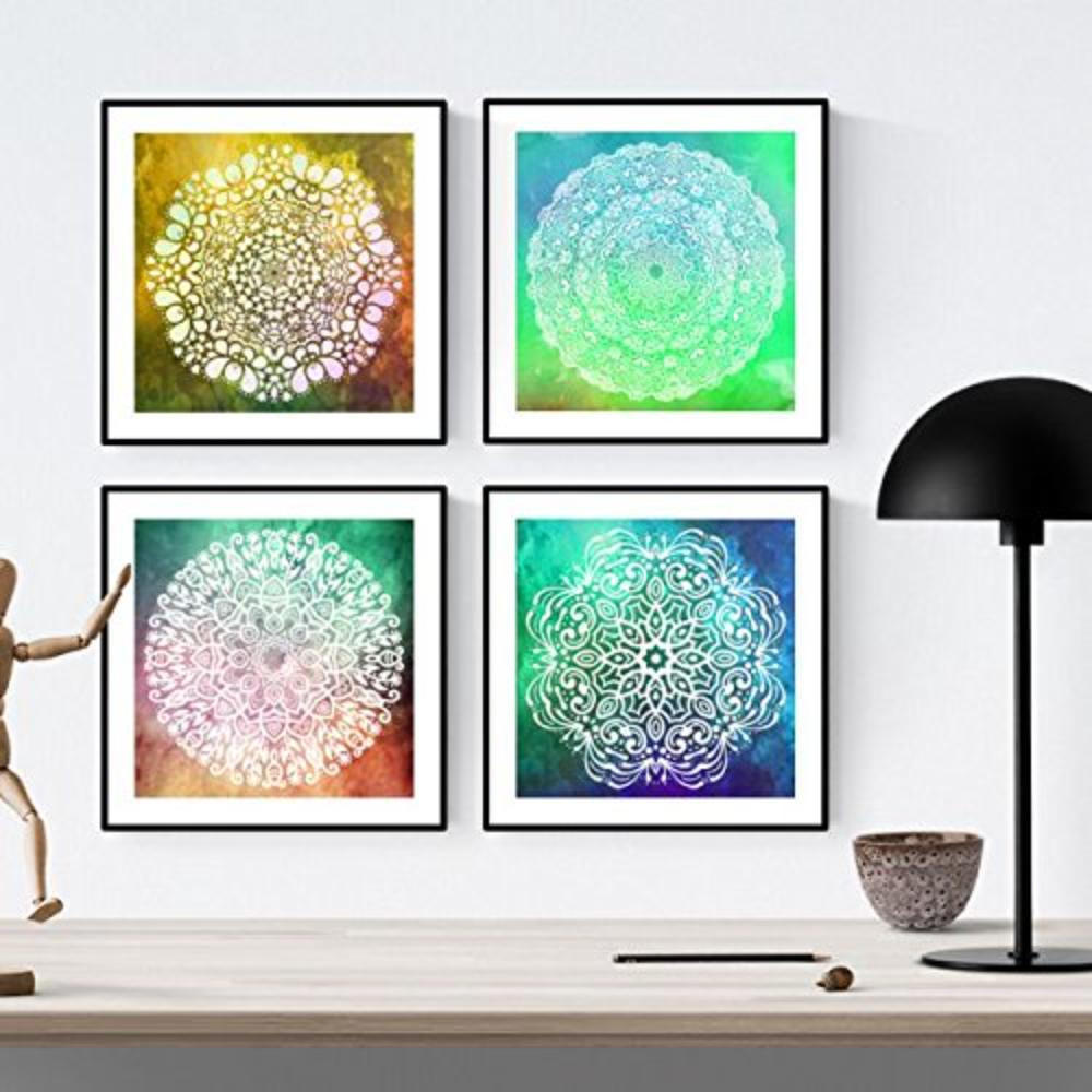 POSTER Set mit 4 Mandalas Freiheit 20x20cm Rahmenlos - Klar, Papier (20/3cm) - Nacnic