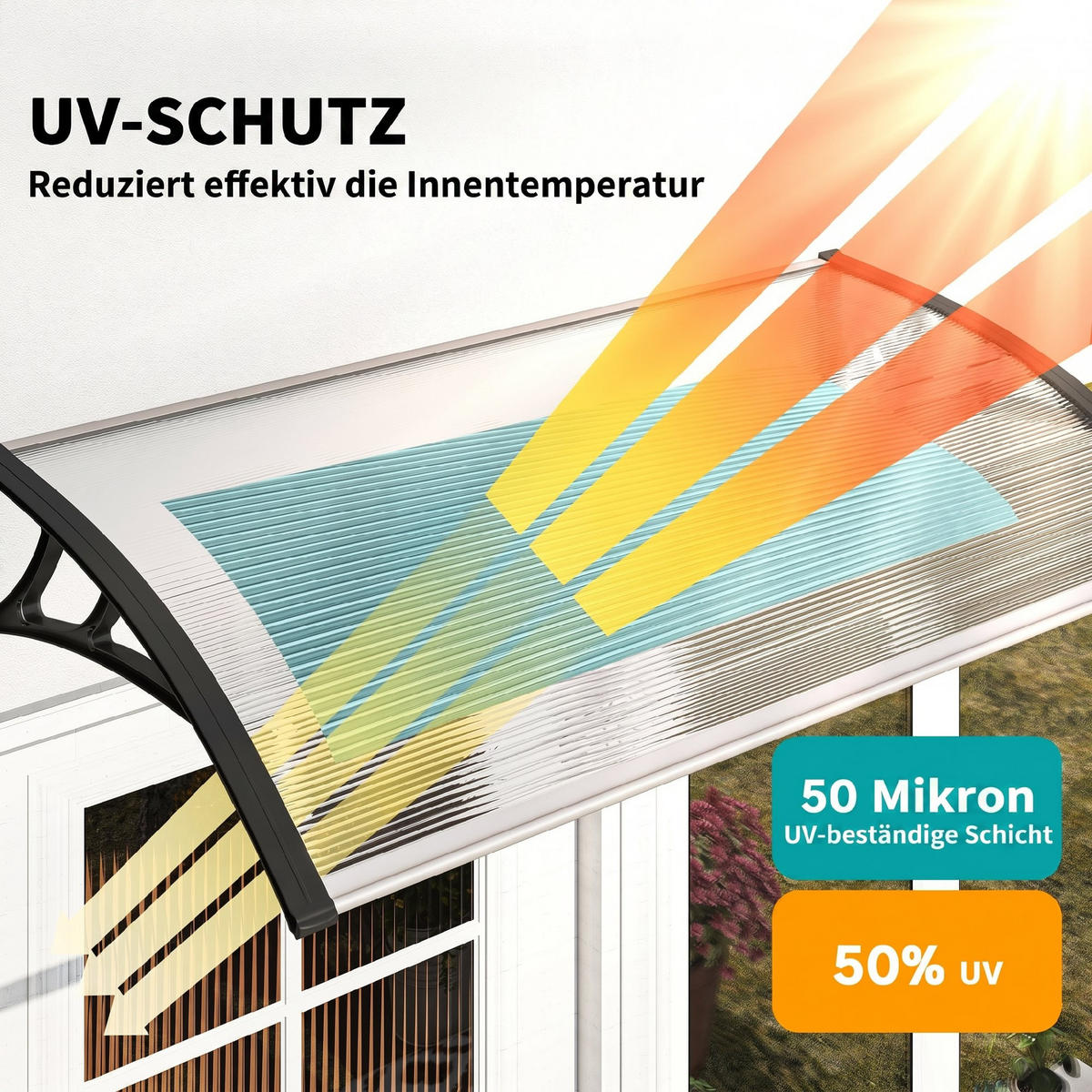 PULTVORDACH Polycarbonate Aluminium Transparent Schwarz - Schwarz, Kunststoff (60/18/110cm) - Outsunny