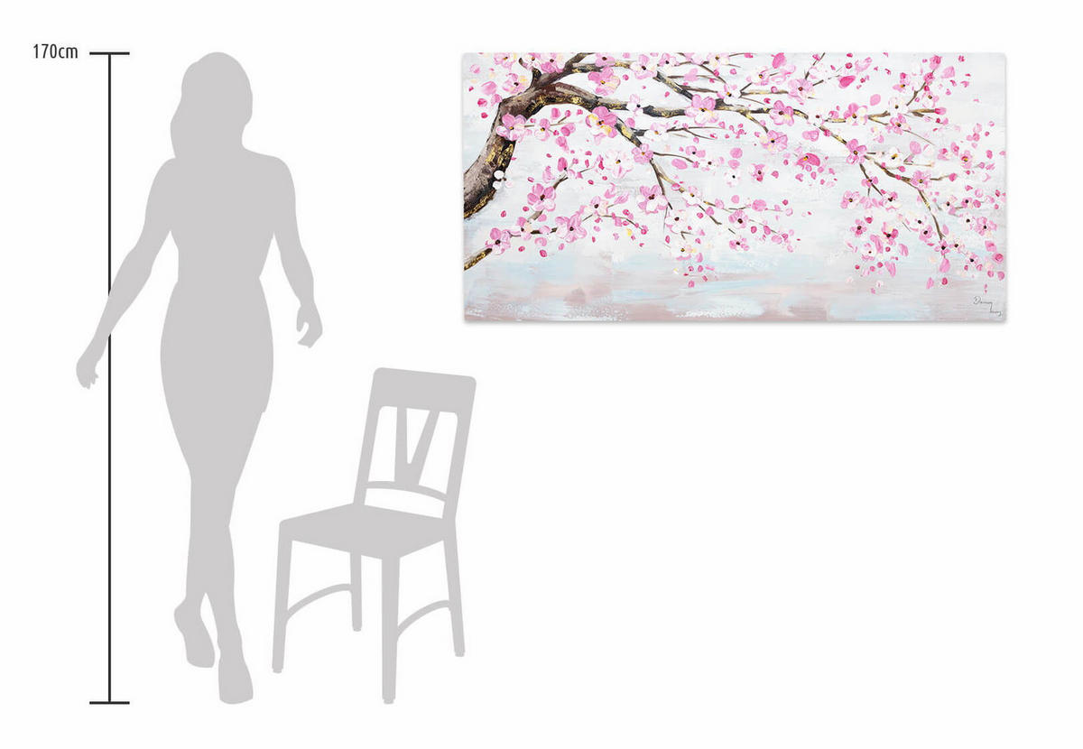 ÖLGEMÄLDE 120/60 cm - Pink, Holz/Textil (1.7/60cm) - KUNSTLOFT