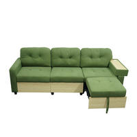 ECKSOFA 228/115/78 cm Grün mit ausziehbarer Ottomane, USB-Anschluss und Stauraum - Grün, Textil (228/80cm) - Oxeza