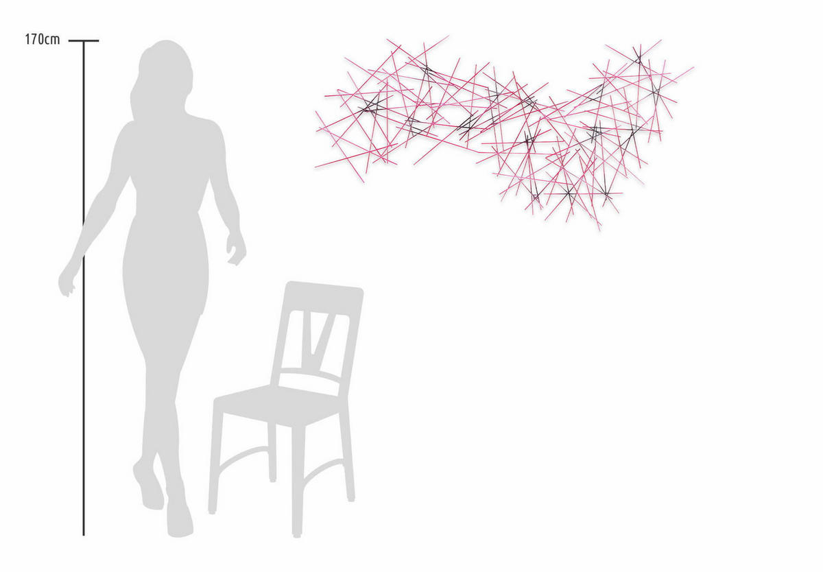 WANDDEKO Pink 111/64 cm - Pink, Metall (4.21/64/3cm) - KUNSTLOFT