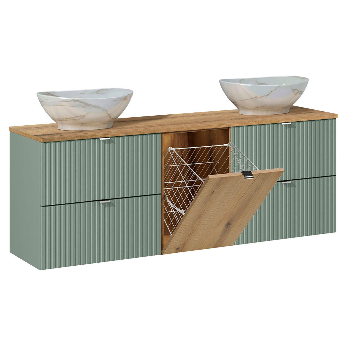 DOPPELWASCHTISCH 160.4cm Jade Grün - Grün, Holzwerkstoff (160.4/59.5/40cm) - Petits-meubles