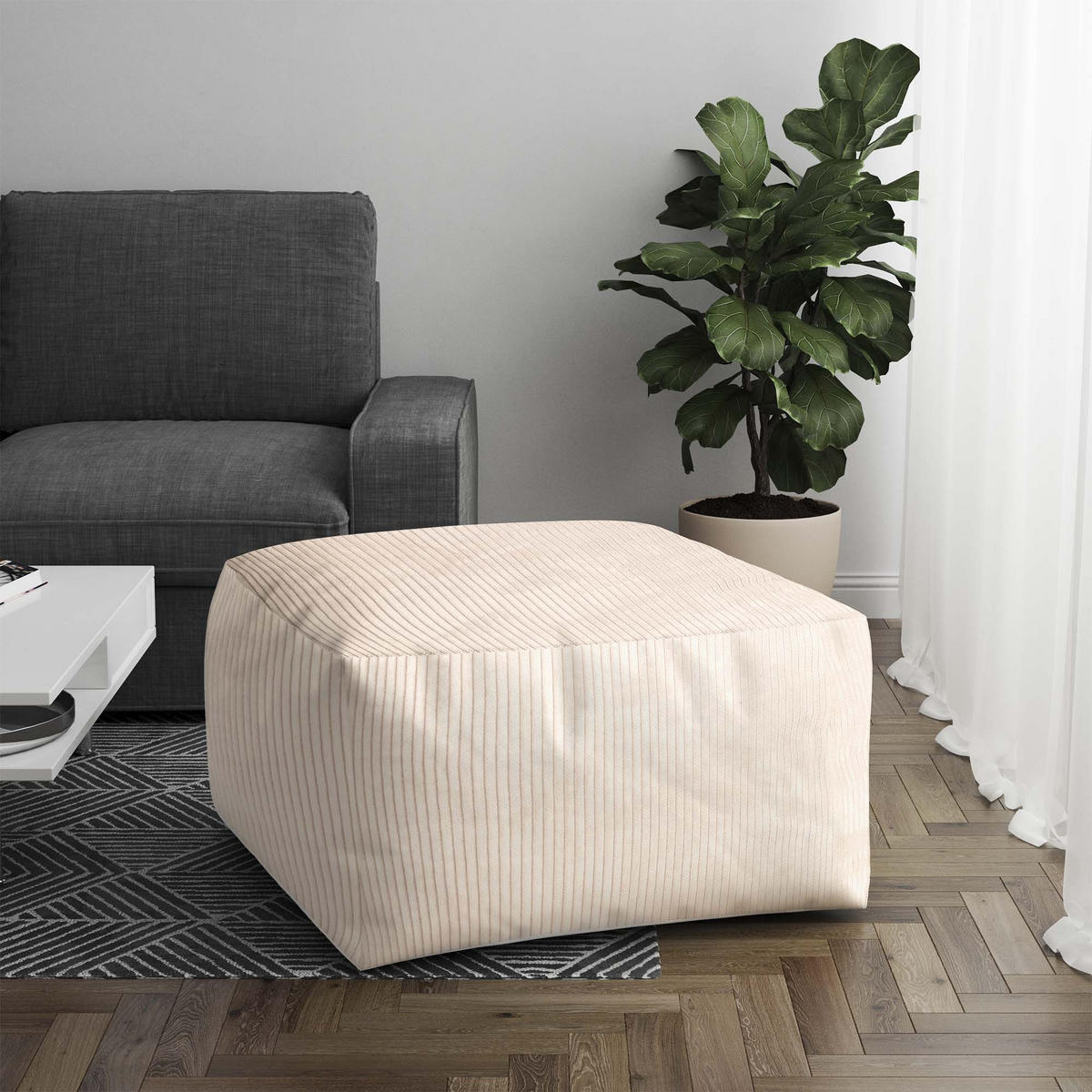 SITZSACK COMFORT Vanilla Ice - Ecru/Creme, Textil (70/40/70cm) - Dreamroots
