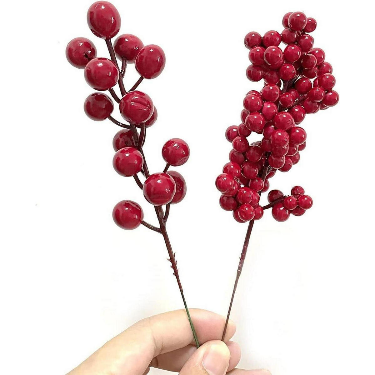 KÜNSTLICHE Beeren 10er Set Rot 20 cm - Rot, Kunststoff (5cm)