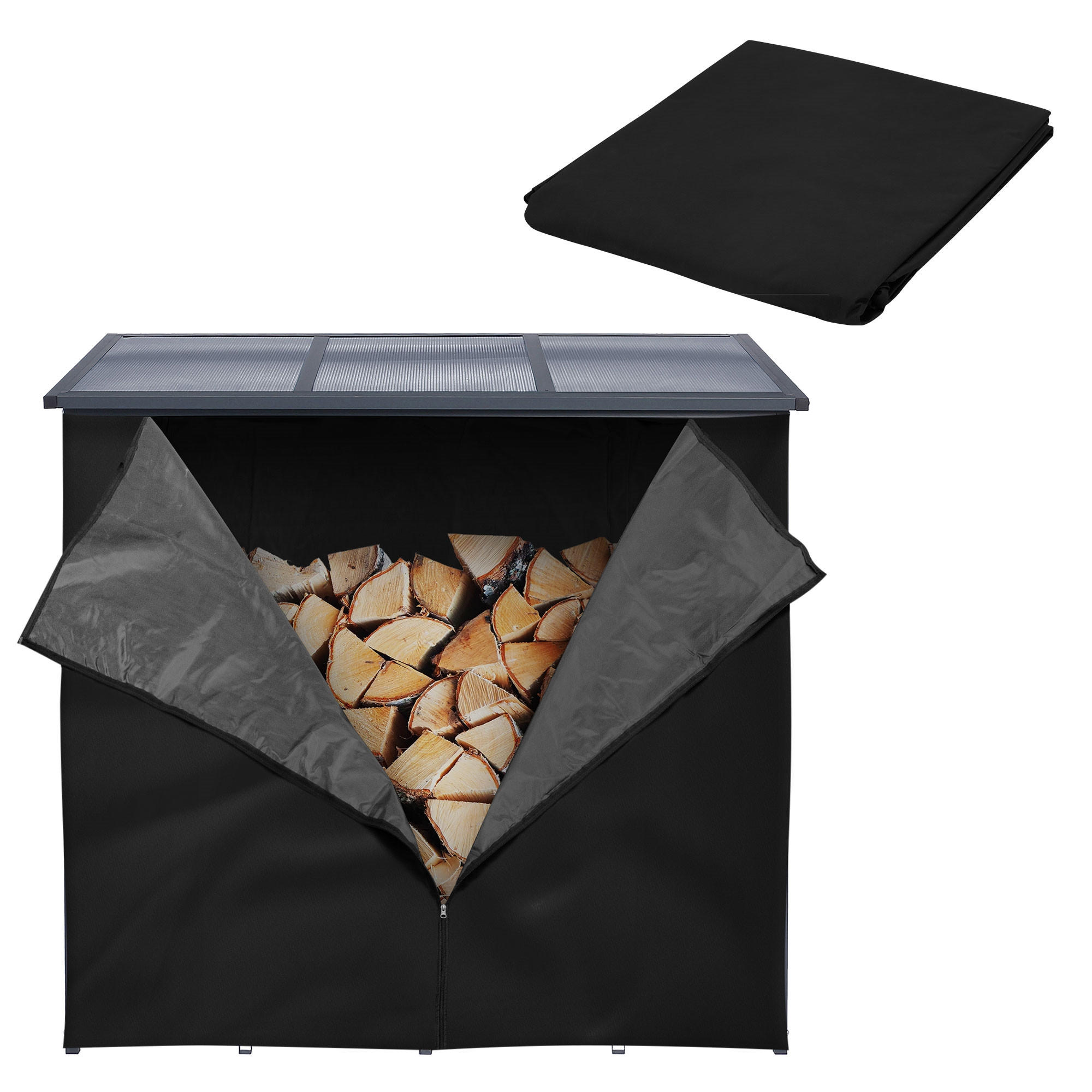 ML-DESIGN KRYT NA POLENA 185 x 125 cm černý z polyesteru, odolný proti povětrnostním vlivům