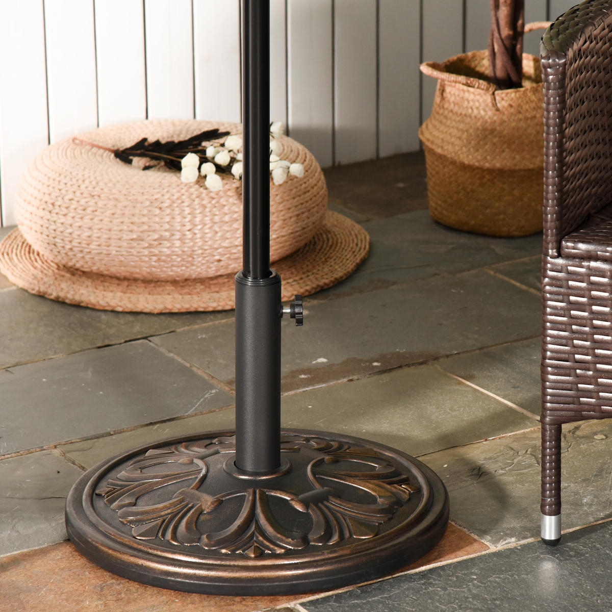 SONNENSCHIRMSTÄNDER 13 kg Ständer Schirm Ø35/Ø38/Ø48mm Kunststoff + Zement Antik Bronze Ø48 x 34 cm - Bronzefarben, Kunststoff (48/48cm) - Outsunny