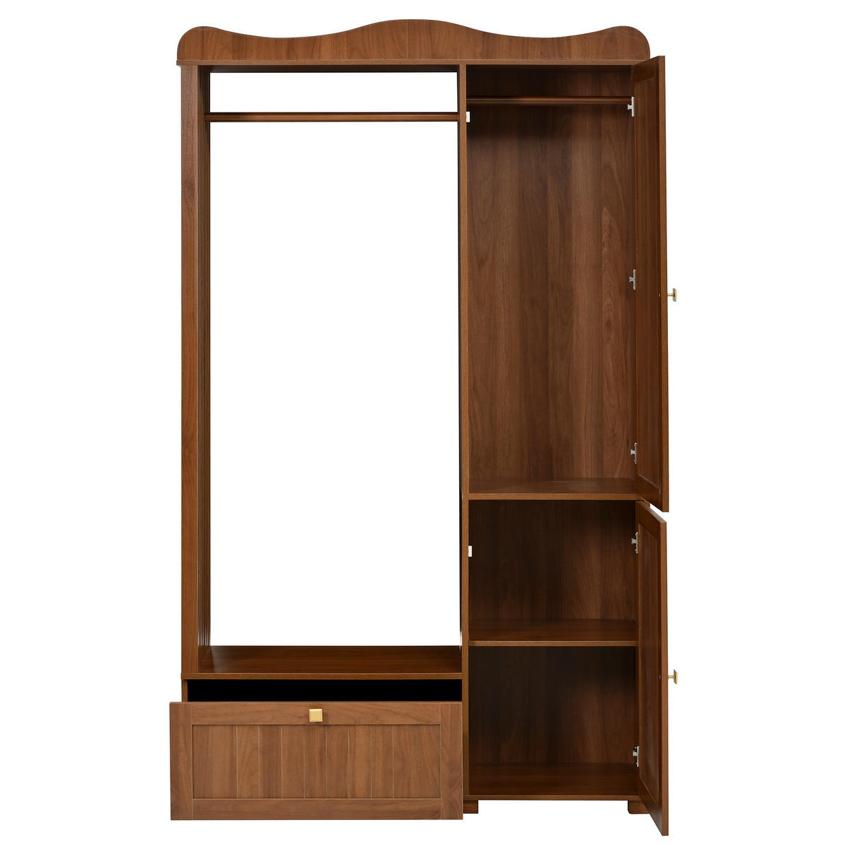 GARDEROBENSCHRANK mit Spiegel 115,5 x 38,5 x 194,5 cm MDF walnussfarben - Dunkelbraun, Holzwerkstoff (38.5/194.5/115.5cm) - Beauniv