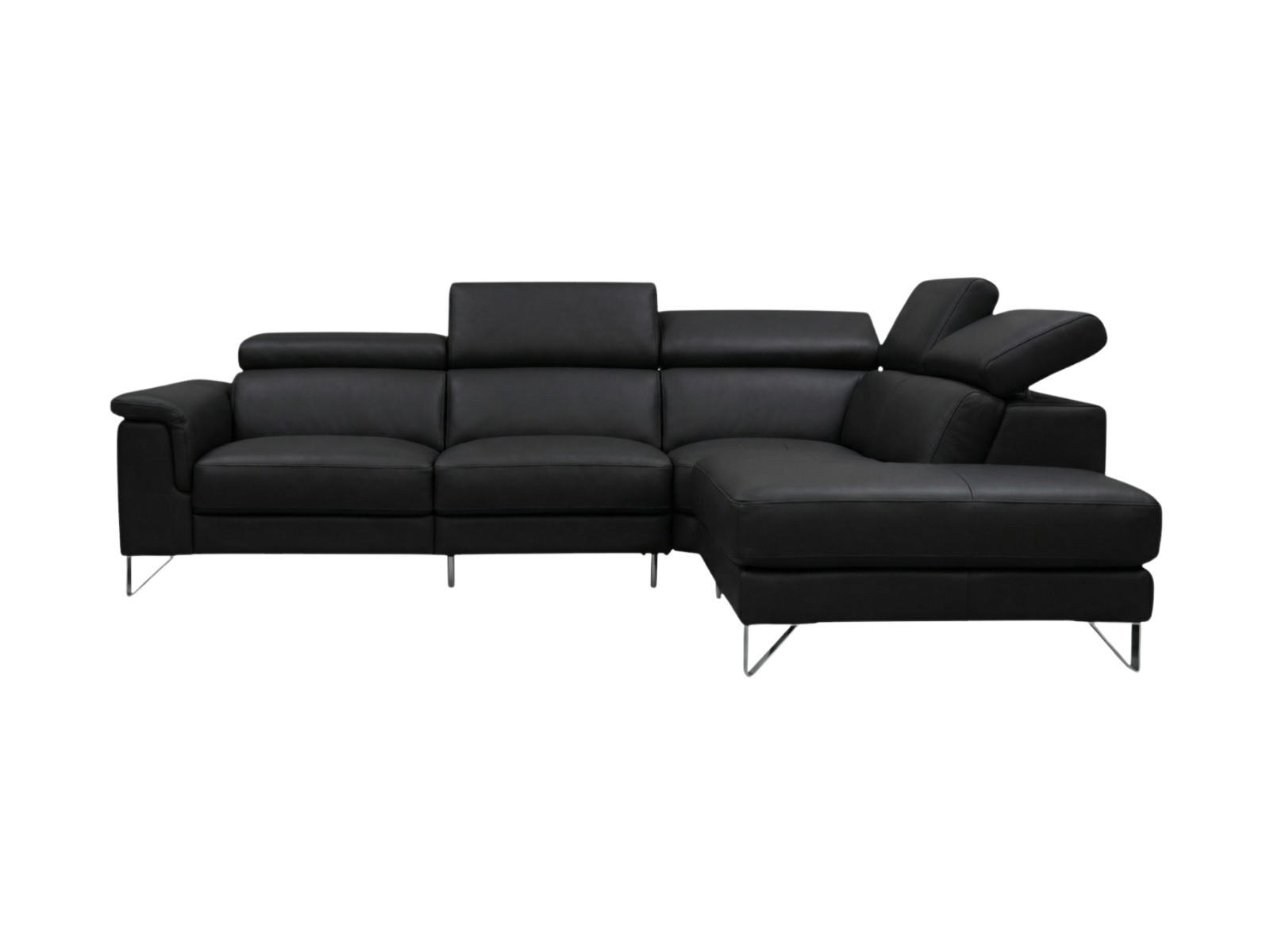 ECKSOFA Antares Echtleder Schwarz - Schwarz, Leder/Metall (276/224cm)