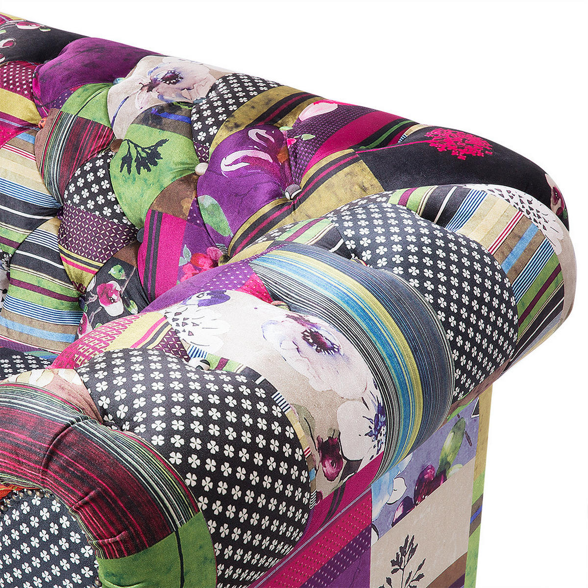 3-SITZER-SOFA Polyester Bunt Chesterfield - Hellgrün, Textil (200/71/96cm) - Beliani