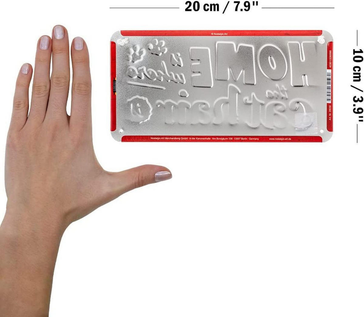 HÄNGESCHILD 10/20 cm Animal Club Home is where the cat hair is - Multicolor, Metall (20/10/0.2cm) - Nostalgic-Art